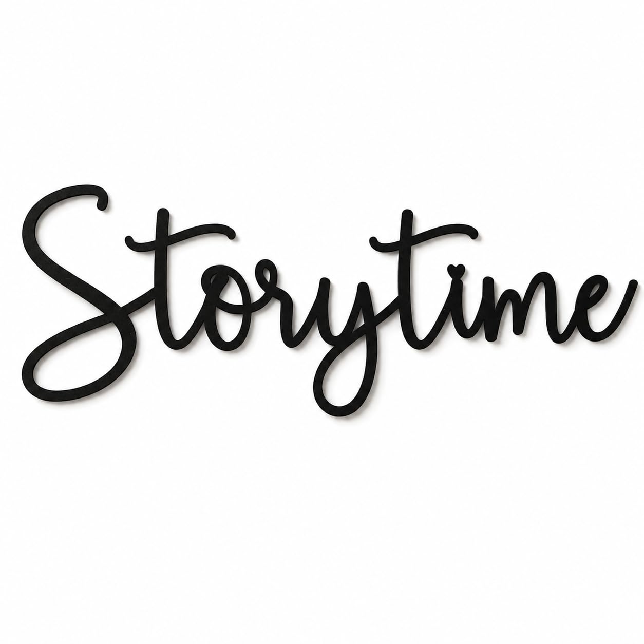 Storytime Wooden Script Wall Sign Black Plywood Decorative Sticker for Bedroom, Nursery, Reading Nook, or Door Cosy & Inspirational Wall Décor for Kids' Room, Playroom, or Library (Black)