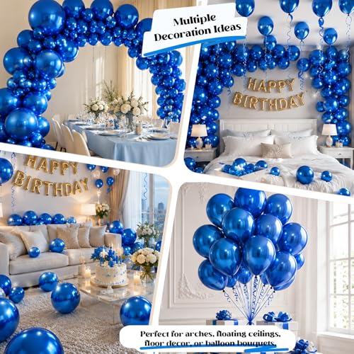Image of Togvu Metallic Blue Balloons, 50Pack 12 Inch Chrome Blue Latex Party Balloons for Graduation Retirement Bachelorette Birthday Party Decorations Supplies