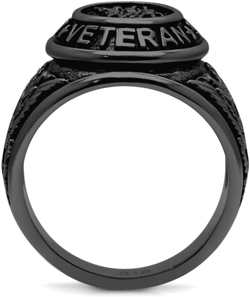 Lanyjewelry 316 Stainless Steel Respect US Military Veteran Mens Wide Band Ring