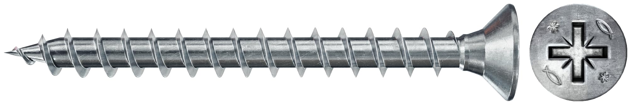 fischer 670676 FPF Power-Fast II 5.0 x 35 mm Chipboard Wood Screws, Countersunk Head with Inner Star TX, Partial Thread, Galvanised Blue Passivated, Box of 50 โ image 1