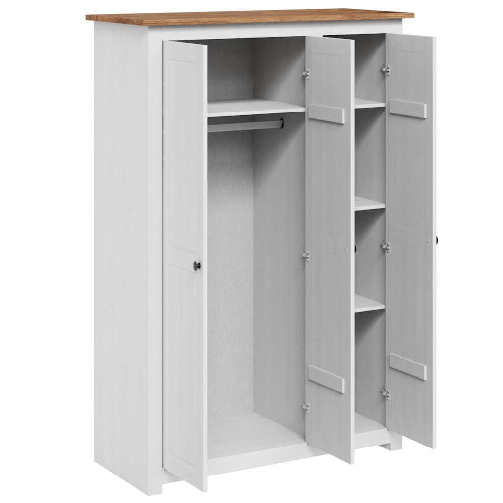 vidaXL Panama-Kiefer Kleiderschrank Weiß 3-Türig Dielenschrank Garderobenschrank Schlafzimmerschrank Schrank Holzschrank 118x50x171,5cm