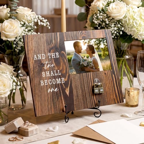 Chumia Mr and Mrs Love Locks with 2 Keys with Picture Frame Unity Wedding Ceremony Decorations for Lovers Bridge Gift for Husband Wife Boyfriend Girlfriend Wedding Party Supplies