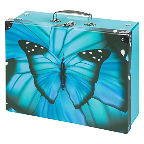 Baagl Kinderkoffer für Spielzeug und Schulbedarf Pappkoffer Spielzeugkoffer Spielkoffer Faltbarer Kinder Koffer Faltkoffer Klappkoffer mit Metalgriff (Butterfly)