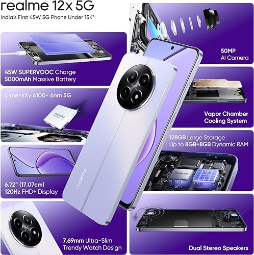 realme 12x 5G (Twilight Purple, 4GB RAM, 128GB Storage) - Image 5