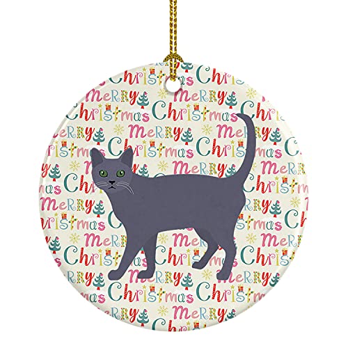 Caroline's Treasures Korat #3 Cat Christmas Ceramic Ornament Christmas Tree Hanging Decorations for Home Christmas Holiday, Party, Gift, 3 in, Multicolor