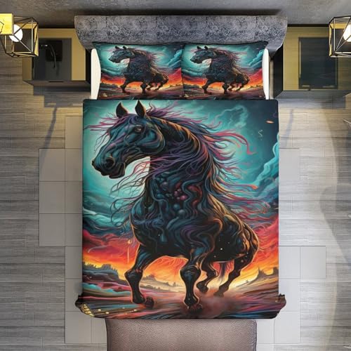 Housse de couette cheval douce en microfibre linge de lit de qualité