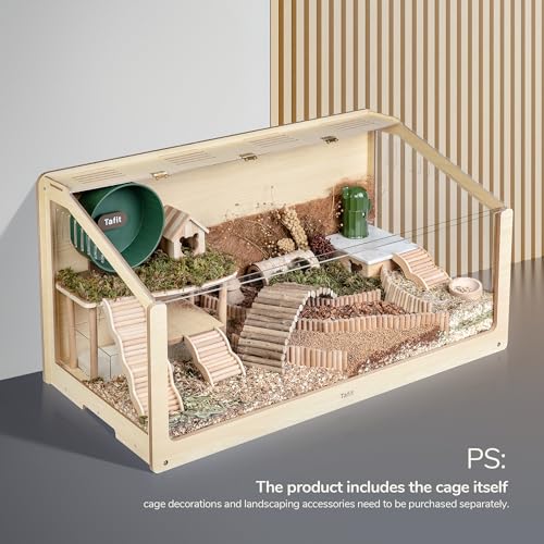 Tafit Large Wooden Hamster Cage 40 Inches Waterproof Small Animals Cage with Openable Top for Syrian Hamsters, Gerbils, Mice, Rats Habitat Play House with Acrylic Sheets, 41.3’’L X 19.7’’W X 21.7’’H