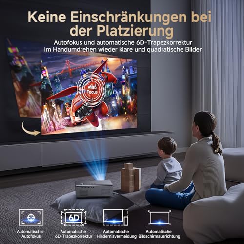4K Smart Beamer kompatibel mit Netflix-App, Kinoähnlichem Sound & HDR | KOGATA Auto-Fokus, 6D Keystone, WiFi 6 & Bluetooth | Heimkino Projektor für Garten & Streaming ohne TV-Stick – Bild 6