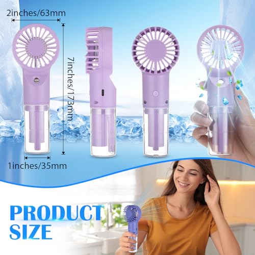 VIHOSE 4 Pcs Portable Misting Fan Rechargeable Battery Operated Handheld Mini Spray Water Mist Fan 4 Speed Small Cooling Hand Fans for Travel Outdoors Makeup Camping Home Office, 4 Colors