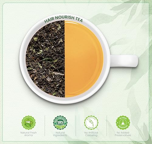 Image of Dabri Hair Nourishing Herbal Tea 100gm | Natural Organic Loose Leaf Blend | With Gooseberry, Almond & Fenugreek | Promotes Hair Growth, Strength & Shine | Pure Taste Wellness Tea
