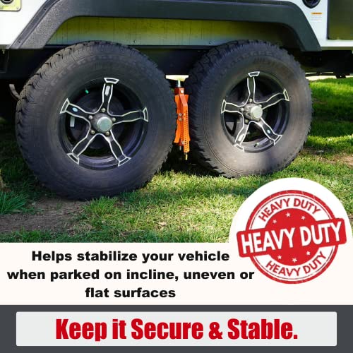 SECURITYMAN X Chocks Wheel Stabilizer for Travel Trailer & RV (Pair) - Heavy Duty Steel, Expands 3" - 10", Ratchet and Locks Included - Camper and RV Tire Stabilizer - Dual Axle Scissor Tire Chocks