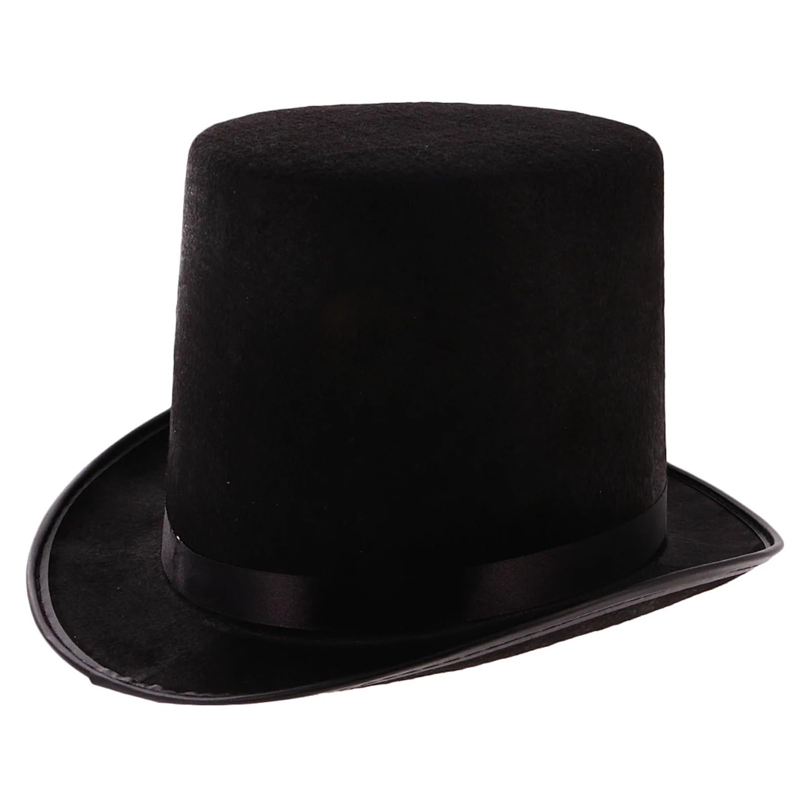 Sombrero De Copa Sombrero De Copa De Satén De Fieltro De Poliéster Negro, Sombrero De Mago, Accesorios For Disfraces De Fiesta