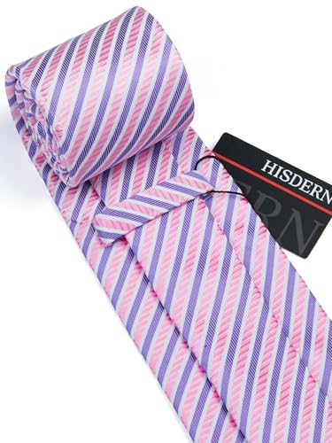 Image of HISDERN Mens Tie Set Classic Woven Ties and Pocket Square Cufflinks Set Formal Business Wedding Neckties Handkerchief