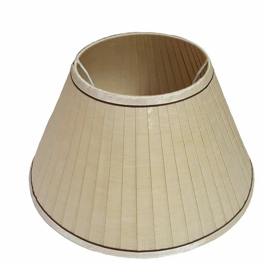 10" 12" 14" Pleated Style Fabric Table Lamp & Ceiling Coolie Light Shade (14 Inch, Cream (Chocolate Ring))