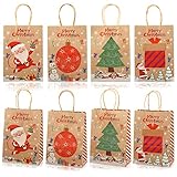 LEMESO クリスマス ラッピング 袋 紙袋 12枚セット マチあり 角底袋 小 手提げ袋 ギフトラッピング プレセント袋 ギフトバッグ ギフト袋 お菓子袋 プレゼントバッグ かわいい 丸紐 おしゃれ