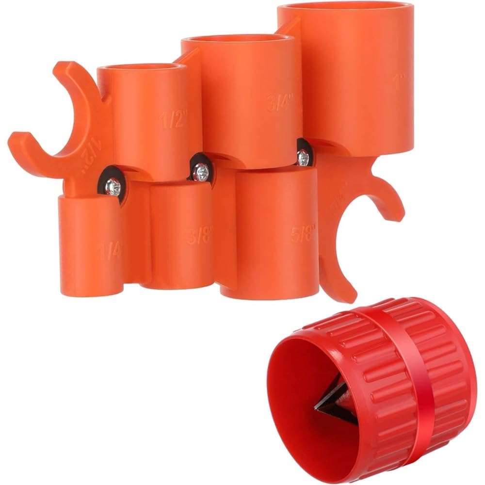 Teuypty 1/4'' - 1'' Depth Gauge and Pipe Deburring Tool Kit 1/8'' to 1-5/8'' Inner Outer Reamer Pipe Tubing Chamfer Tool Tubing Chamfering Kit