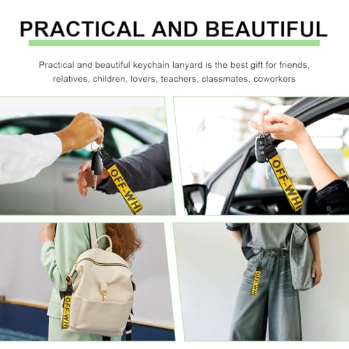 Image of DXNQ Car Keychain, Fabric Keychain Wrist Lanyard, Key Ring for Cars Keys Wallets Jeans Decoration, Car Accessories (Yellow)