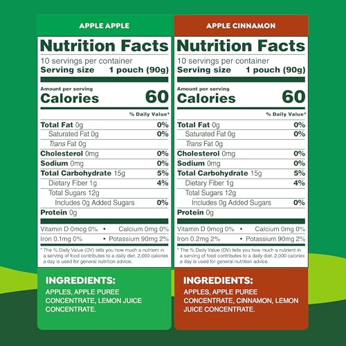 Image of GoGo squeeZ No Sugar Added Applesauce and Fruit Puree Variety Pack, Apple & Cinnamon, 3.2 oz Pouches (Pack of 20), Fruit Snacks for Kids, Gluten Free, Nut Free, Recloseable Cap, BPA Free