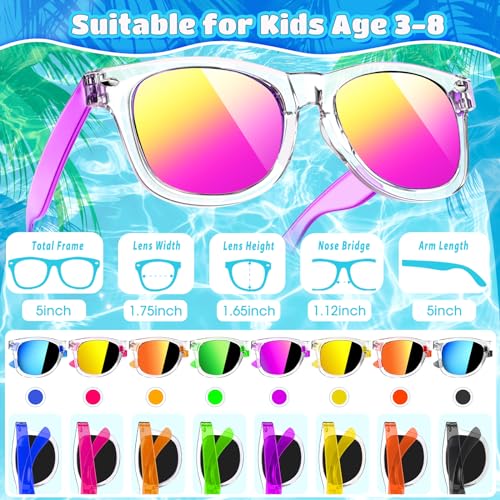 Joycover Kids Sunglasses Bulk, 16 Pack Party Favors for Kids 4-8 3-5, Translucent Sunglasses for Kids, Beach, Pool Party Favors Supplies, Classroom Favors Birthday Goodie Bags Stuffers.4