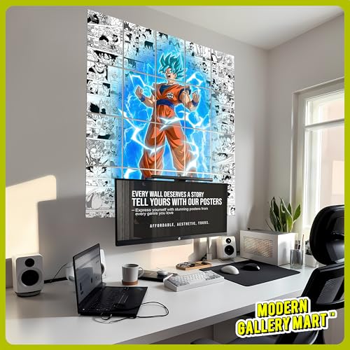 Image of MODERN GALLERY MART Pack of 20 Dragon Ball Goku Manga Poster | A4 Size Anime Wall Art (8.3 x 11.7 inch) | Manga Posters with Glue Dots | Anime Poster for Bedroom, Living Room, Office