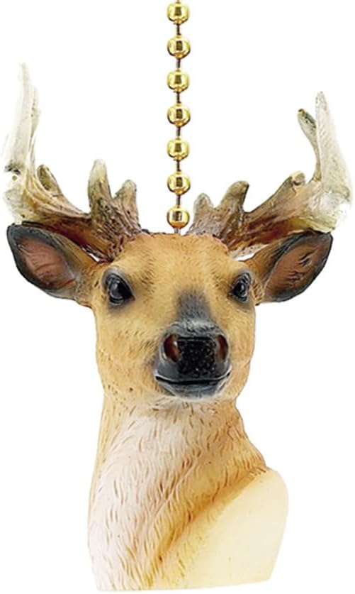 Clementine Design Deer Buck Head Ceiling Fan Pull Chain Light Decorative Extension