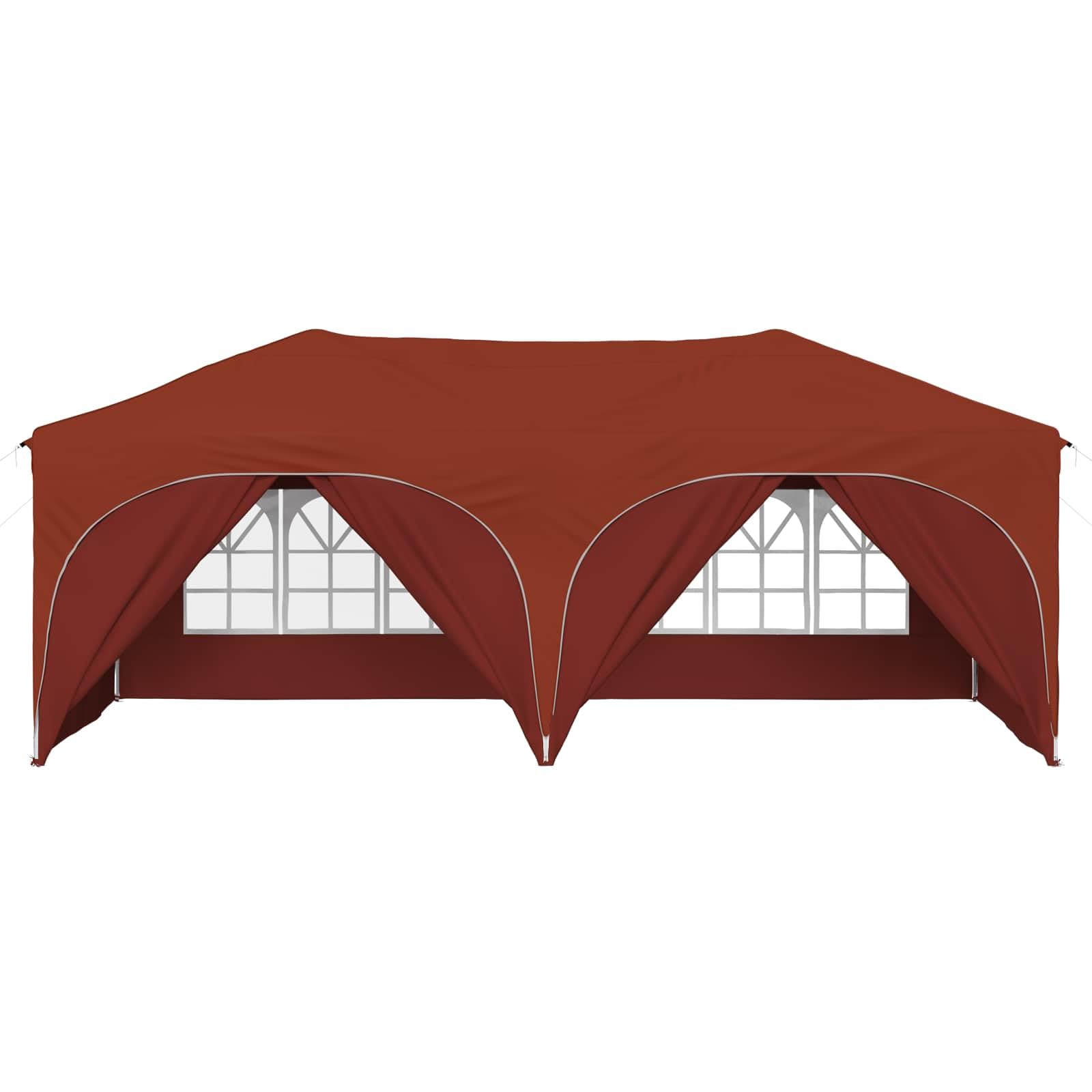 Namiot imprezowy Pop-up, 575 x 288 x 245 cm, terakota, materiał Oxford, pawilon imprezowy, namiot ogrodowy z 6 ścianami bocznymi, odporny na warunki atmosferyczne, ochrona przed