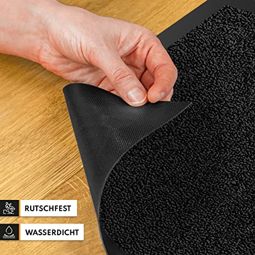 Hochwertige Fußmatte anthrazit-schwarz 60x90 groß für Innen & Außen - Schmutzfangmatte rutschfest, waschbar & wetterfest - Fussmatte für Eingangsbereich & Aussenbereich - Läufer Flur dünn – Bild 6