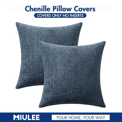 Image of MIULEE Decorative Navy Blue Euro Sham Pillow Covers 24x24 Inch 2 Pack