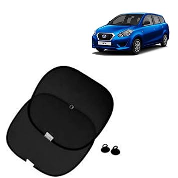 RD Universal Car Side Window Stick On Curtain Chipkoo Sunshade with Vacuum Cups Set of 2 Black Compatible for Datsun Go Plus