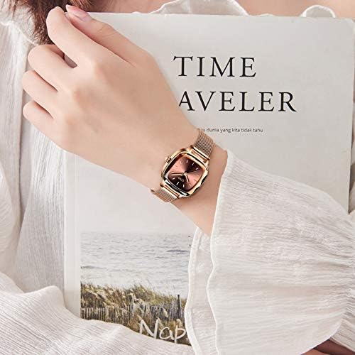 CIVO Womens Watches Ladies Stainless Steel Minimalist Waterproof Rectangle Rose Gold Wrist Watch Designer Simple Elegant Casual Slim Analogue Watches for Ladies Girls with Marble Dial