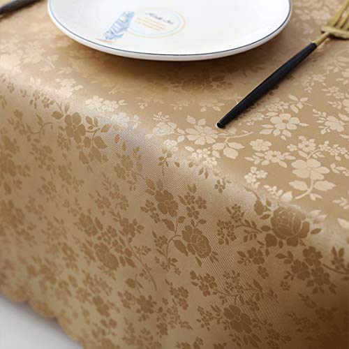Image of Smiry Rectangle Table Cloth, Waterproof Heavy Duty Vinyl Tablecloths, Wipeable Washable Table Cover for Kitchen and Dining Room (Brown, 54 inch X 108 inch)