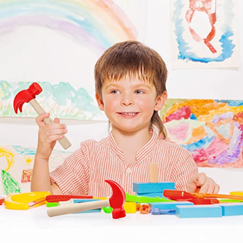 Image of Hxezoc 2 Pack Wooden Hammer Toys Simulation Hammers Maintenance Tools Educational Toys for Kids Birthday Party Games Supplies