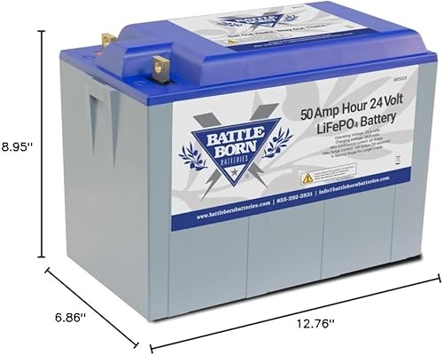 Miniatura 5 de Battle Born Batteries Batería de iones de litio (LiFePO4) de ciclo profundo de 24 V 50 Ah  Reemplazo seguro y potente para RV, camioneta, marina,