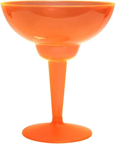 Party Essentials Vasos de Margarita de plástico duro de dos piezas, 12 onzas, naranja neón, 10 unidades