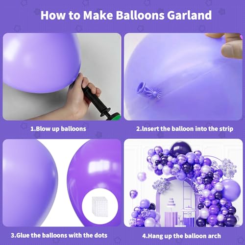 Image of Light Purple Balloons Arch Kit,130pcs Pastel Purple Balloon Garland,18 12 10 5 Inch Dark Purple Latex Balloons for Birthday Wedding Baby Shower Purple Theme Party Decorations