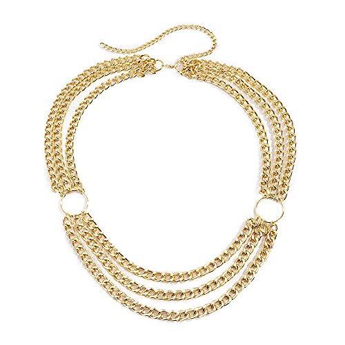 YUNHOME Chaine De Ventre Chaîne De Taille Corps Ventre Chaîne Chaîne De Taille Épaisse De La Couche Multicouche Exagérée pour Femmes Mode Mode Branché Cercle Breloque Ceinture Bijouterie-Boue Cover