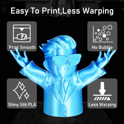 Image of Silk Peacock Blue PLA Satin Shiny 3D Printer Filament, 1.75mm Diameter 1kg Spool 2.2lbs for FDM 3D Printers