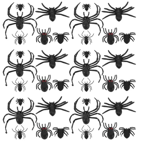 SUPVOX 70piezas Mini Juguete De Araña Aterrador Arañas De Plástico De Imitación para Decoraciones De Fiesta De Halloween Negro