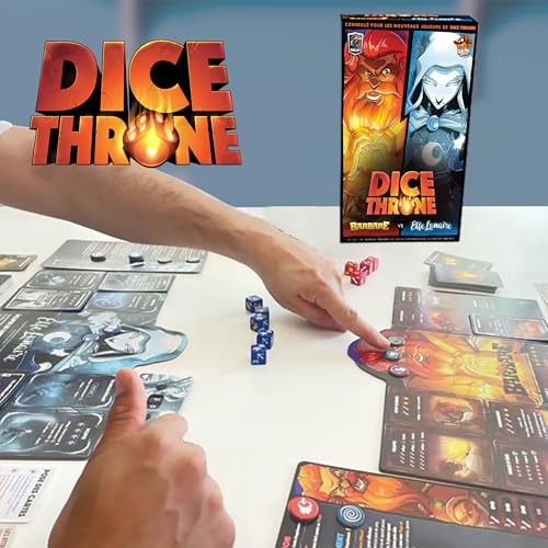 Lucky Duck Games | DICE THRONE : Barbare vs Elfe Lunaire | Jeu de Société pour Adultes & Enfants | Jeu de Stratégie Compétitif| Combat de Dés | 2 Joueurs | 20 à 40 Min | En Français |Dès 8 ans