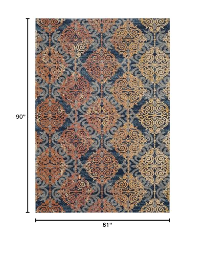 Tapete SAFAVIEH Evoke Collection 5'1" x 7'6" azul y naranja miniatura 2