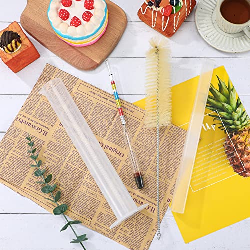 10 Pieces Hydrometer And Test Jar Set, Includes Triple Scale Alcohol Hydrometer 250 Ml Plastic Cylinder With Cleaning Brush And Cloth Storage Case Manual For Wine Beer Mead Cider Brewing Supplies #TOP6