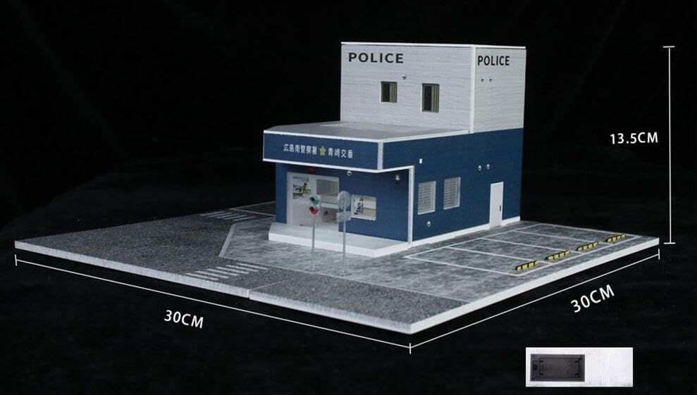 MOMOAOミニ駐車場 警察署シーン 駐車シーン付き 1/64 ジオラマ KOBAN