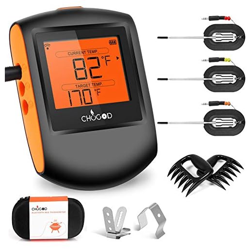 Meat Thermometer Bluetooth - CHUGOD BBQ Cooking Thermometer Wireless Remote Digital Cooking Food Meat Thermometer with 3 Probes for Smoker Grilling Oven Kitchen(Carrying Case Included)