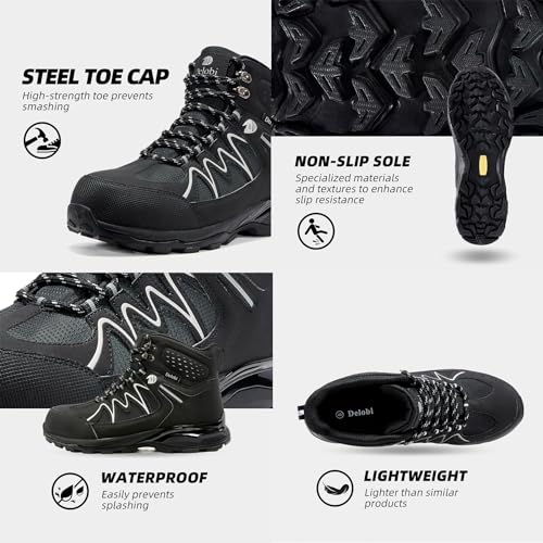 Image of Blapek Steel Toe Work Boots for Women, Insulated Work Boots | Lightweight Comfortable Safety Toe Shoes for Construction Workers, Steel Toe Sneakers for Warehouse & Auto Repair