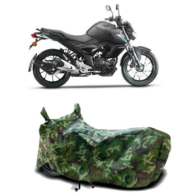 Image of DUFFEL-100% Heat Protection Two Wheeler Bike /Scooty Body Cover for Yamaha FZ-S Fi Version 3.0 Water Resistance /UV-Rays /Birds Dropping /Scratchproof /Dust Proof /Waterproof[Green Jungle Print]