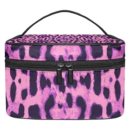 Trousse de maquillage violet léopard : finissez-en avec le désordre dans vos sacs de voyage