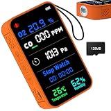 7-in-1 Portable Oxygen Detector for Indoor and Outdoor,288H Standby,O2 Detector with O2,Temperature,Humidity,Illumination,Room Oxygen Monitor for Car,RV,Camping,Travel (Orange)