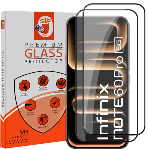 Image of STP FEEL Premium HD+ Tempered Glass Screen Protector Guard Compatible For Infinix Note 60 Pro 5G (6.78 Inch, Pack of 2) | Edge to Edge Coverage With Easy to installation kit for Smartphone