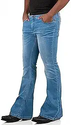 Jeans masculino vintage com fundo de sino dos anos 60 e 70 para homens, calça de sino estilo discoteca, jeans rodado