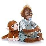 Pinky Reborn 21 Pulgadas 52cm Monkey Baby Dolls Hecho a Mano Renacer Bebé Mono Silicona Suave Vinilo Realista Reborn Doll Mejor Regalo para niños Navidad (A)